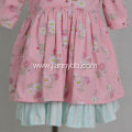 Boutique girls pink green cotton floral dress